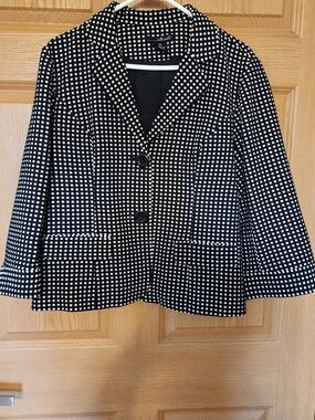 Willi Smith Black Blazer with White Polka Dots. Size XL